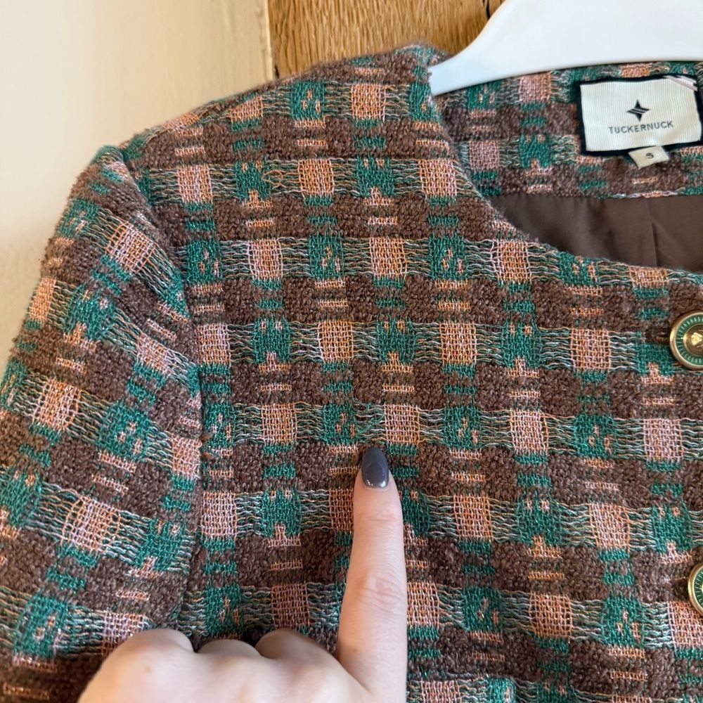 Tuckernuck Neapolitan Tweed Graham Jacket Pink Green Brown Size S - Picture 12 of 12
